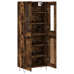 Berkfield Home Highboard Smoked Oak 69.5x34x180 cm Engineered Wood in Brown - thumbnail 4