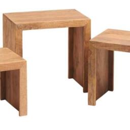 Wyld Haus Set of 3 Manila Light Mango Wood Nesting Tables in Brown - thumbnail 5