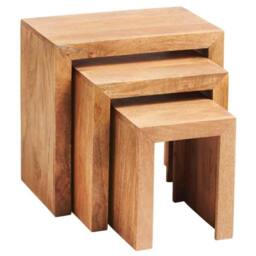 Wyld Haus Set of 3 Manila Light Mango Wood Nesting Tables in Brown - thumbnail 3
