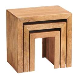 Wyld Haus Set of 3 Manila Light Mango Wood Nesting Tables in Brown - thumbnail 4
