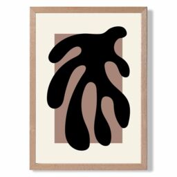 ARTZE Matisse Floral Cutout Cream & Brown Framed Print SIZE: A4 with Oak Frame - Size: A2 - thumbnail 1