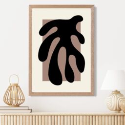 ARTZE Matisse Floral Cutout Cream & Brown Framed Print SIZE: A4 with Oak Frame - Size: A2 - thumbnail 2