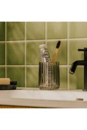 Cosmic Toothbrush Holder Tumbler, Glass, 8cm, Smoke Grey, Lido Collection in Grey - thumbnail 5