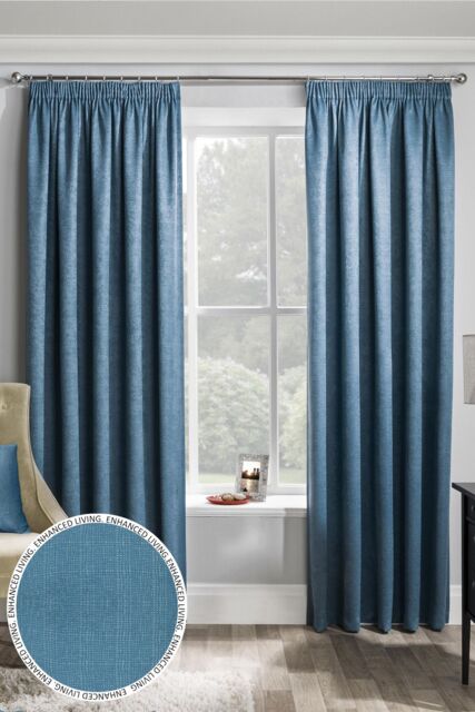 Enhanced Living 'Matrix' Teal - Tape Top Thermal Noise Reducing Dim Out Curtains - Pair - Size: 229 cm width x 229 cm drop - image 1