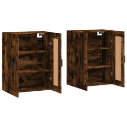 Berkfield Home Wall Mounted Cabinets 2 pcs Smoked Oak Engineered Wood in Brown - thumbnail 4