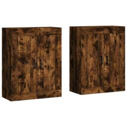 Berkfield Home Wall Mounted Cabinets 2 pcs Smoked Oak Engineered Wood in Brown - thumbnail 3
