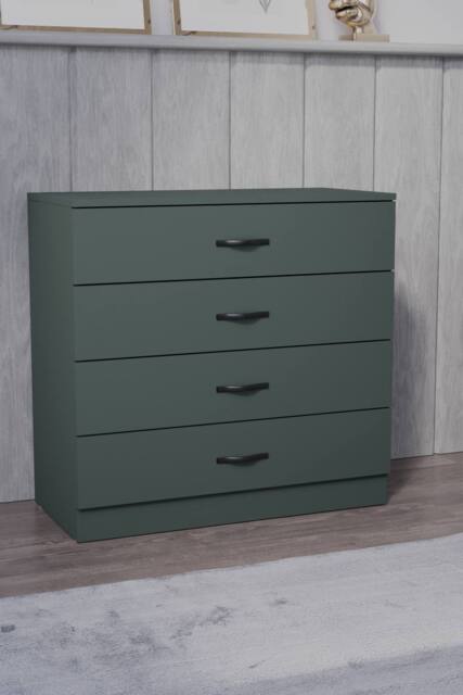 HD Designs Riano 4 Drawer Chest of Drawers Storage in Green - image 1