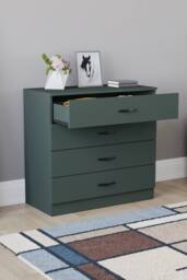 HD Designs Riano 4 Drawer Chest of Drawers Storage in Green - thumbnail 5