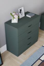 HD Designs Riano 4 Drawer Chest of Drawers Storage in Green - thumbnail 4