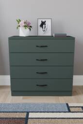 HD Designs Riano 4 Drawer Chest of Drawers Storage in Green - thumbnail 3