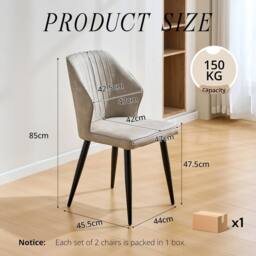 Kelvenix 2x Faux Leather Dining Chairs Soft Seat Angel Back for Kitchen in Khaki - thumbnail 2