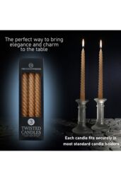 Deco Express Dinner Candles Pack of 3 Twisted Non Drip Spiral 6 hours Non Scented in Brown - thumbnail 3