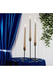Deco Express Dinner Candles Pack of 3 Twisted Non Drip Spiral 6 hours Non Scented in Brown - thumbnail 5
