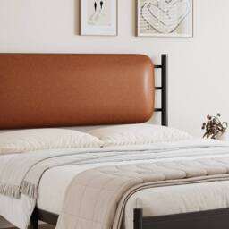 BTM Metal Bed with PU Upholstered Headboard, Black Iron Frame - Size: Double - thumbnail 7