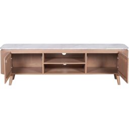 IH Design Bundi Natural Marble & Wood Large Tv Cabinet in Brown - thumbnail 4