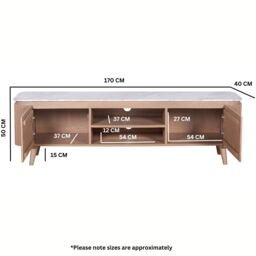 IH Design Bundi Natural Marble & Wood Large Tv Cabinet in Brown - thumbnail 7