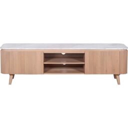 IH Design Bundi Natural Marble & Wood Large Tv Cabinet in Brown - thumbnail 2