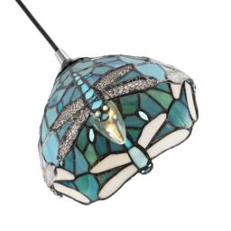Happy Homewares Dragonfly Themed Stained Glass Tiffany Pendant Lighting Shade with Beads in Emerald - thumbnail 3