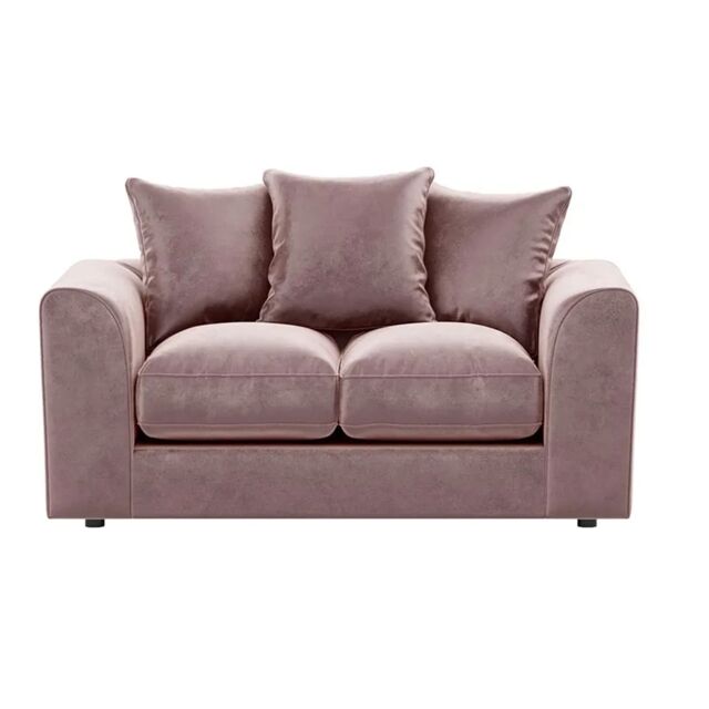 Furnishings For Less UK Brooklyn Plush Velvet Fibre Fabric 2 Seater Sofa Scatter Back in Pink - image 1