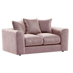 Furnishings For Less UK Brooklyn Plush Velvet Fibre Fabric 2 Seater Sofa Scatter Back in Pink - thumbnail 2