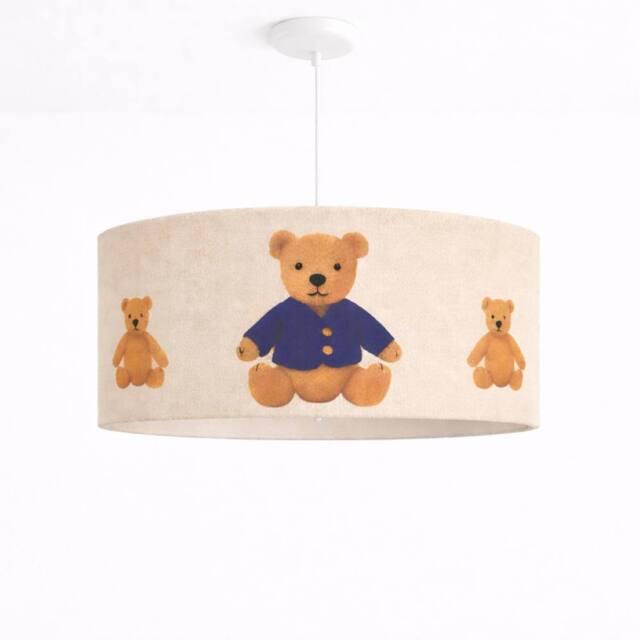 CGC Lighting Blake 45cm Large Oatmeal Linen Blue Teddy Bear Children's Lamp Shade in Natural - image 1