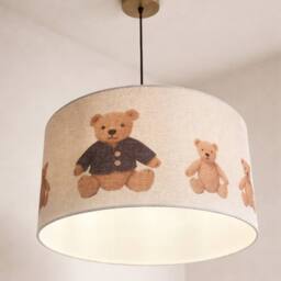 CGC Lighting Blake 45cm Large Oatmeal Linen Blue Teddy Bear Children's Lamp Shade in Natural - thumbnail 5