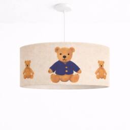 CGC Lighting Blake 45cm Large Oatmeal Linen Blue Teddy Bear Children's Lamp Shade in Natural
