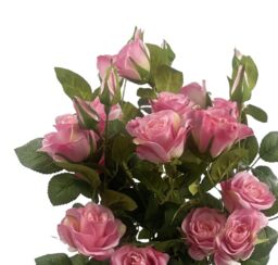 Leaf 60cm Artificial Premium Rose Bush Pink Silk Flowers & Leaves in Dark Pink - thumbnail 6