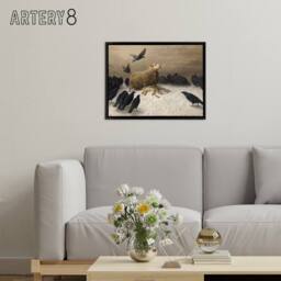 "Artery8 Schenck Anguish Sheep & Murder Of Crows Framed Canvas Wall Art Print in Brown - Size: W12"" x H16""" - thumbnail 3