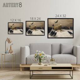 "Artery8 Schenck Anguish Sheep & Murder Of Crows Framed Canvas Wall Art Print in Brown - Size: W12"" x H16""" - thumbnail 4