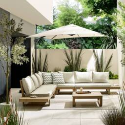 FurnitureboxUK Brisa Solid Wood 8 Seat Outdoor Sofa Set in Light Brown - thumbnail 1