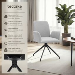 tectake Swivel Chair Daya Set Of 4 - Light Grey - Size: 4 Pack - thumbnail 2