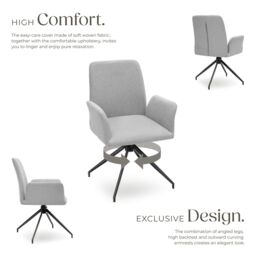 tectake Swivel Chair Daya Set Of 4 - Light Grey - Size: 4 Pack - thumbnail 3