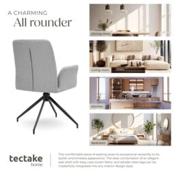 tectake Swivel Chair Daya Set Of 4 - Light Grey - Size: 4 Pack - thumbnail 7