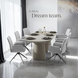 tectake Swivel Chair Daya Set Of 4 - Light Grey - Size: 4 Pack - thumbnail 8