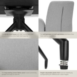 tectake Swivel Chair Daya Set Of 4 - Light Grey - Size: 4 Pack - thumbnail 5