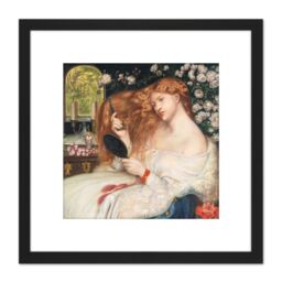 Artery8 Rossetti Lady Lilith Painting 8X8 Inch Square Wooden Framed Wall Art Print Picture with Mount in Black - thumbnail 1