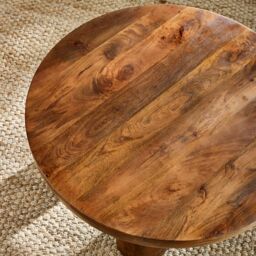 FurnitureboxUK Amy Round Solid Mango Wood Coffee Table in Brown - thumbnail 5