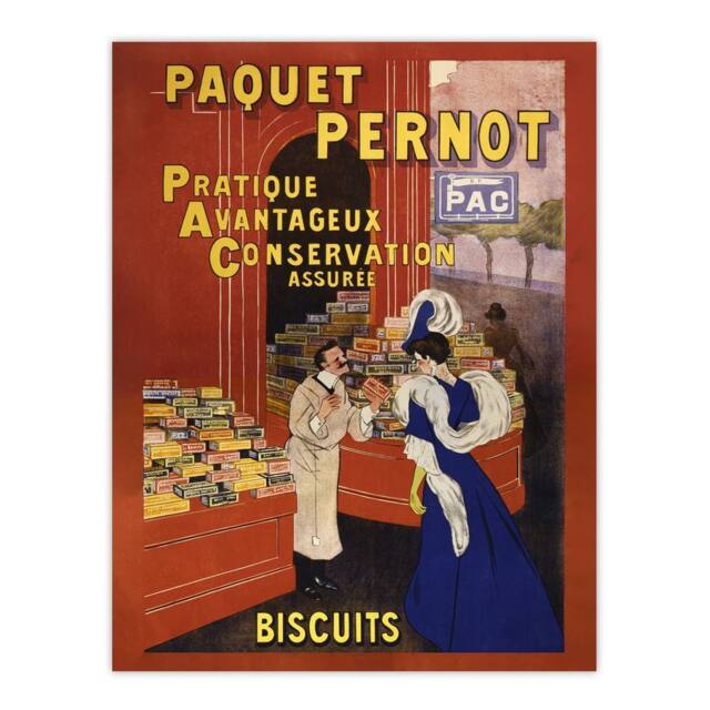 "Artery8 Biscuits Pernot Vintage Advert Vintage Wall Art Print Cappiello in Red - Size: W12"" x H16""" - image 1