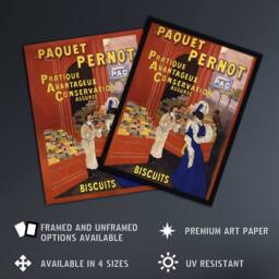 "Artery8 Biscuits Pernot Vintage Advert Vintage Wall Art Print Cappiello in Red - Size: W12"" x H16""" - thumbnail 2