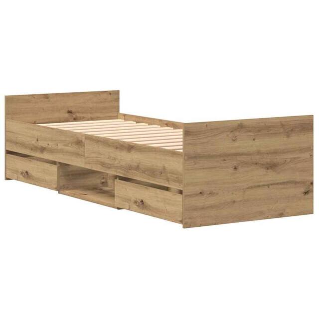 Berkfield Home Bed Frame without Mattress Artisan Oak 75x190 cm Engineered Wood in Beige - image 1