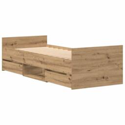 Berkfield Home Bed Frame without Mattress Artisan Oak 75x190 cm Engineered Wood in Beige - thumbnail 6