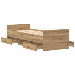 Berkfield Home Bed Frame without Mattress Artisan Oak 75x190 cm Engineered Wood in Beige - thumbnail 5