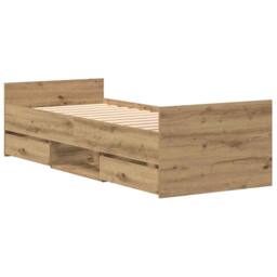Berkfield Home Bed Frame without Mattress Artisan Oak 75x190 cm Engineered Wood in Beige - thumbnail 1