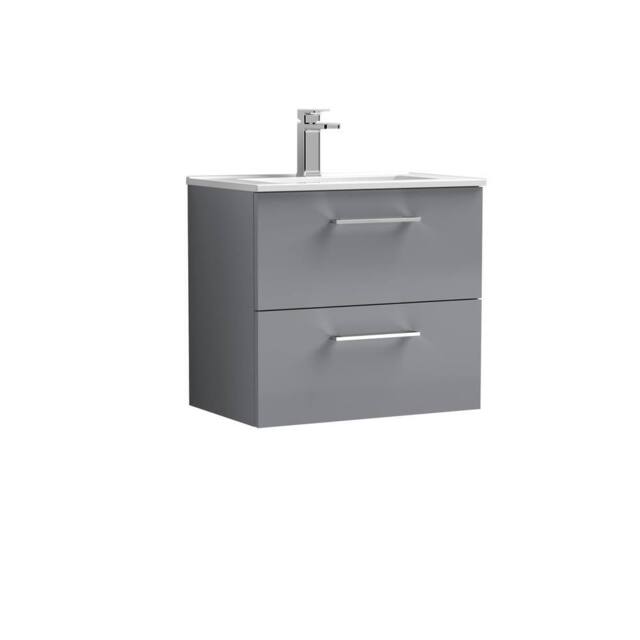 Balterley Bathroom 2 Soft Close Drawer Wall Hung Vanity Unit Basin, Grey, 440mm in Grey - image 1