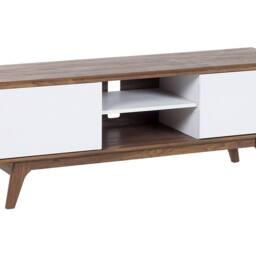 Wyld and Coco TV Stand Dark Brown and White with Cable Management - thumbnail 2