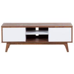 Wyld and Coco TV Stand Dark Brown and White with Cable Management - thumbnail 4