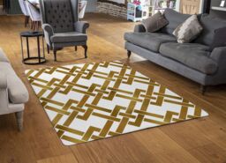 Benjamin Tate Design Gold Geometric Chain Rug in Natural - Size: Large - thumbnail 2