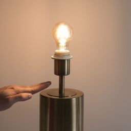 ValueLights Lexy Fabric Drum Shade with Antique Brass Dimmable Touch Table Lamp in Black - thumbnail 3