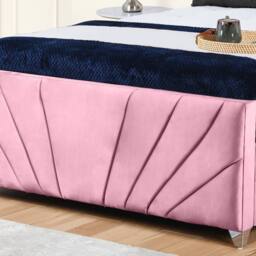 UK Bed Furniture Sunrise Slatted Base Upholstered Bed with 48 Inch Headboard in Pink - Size: Single - thumbnail 3